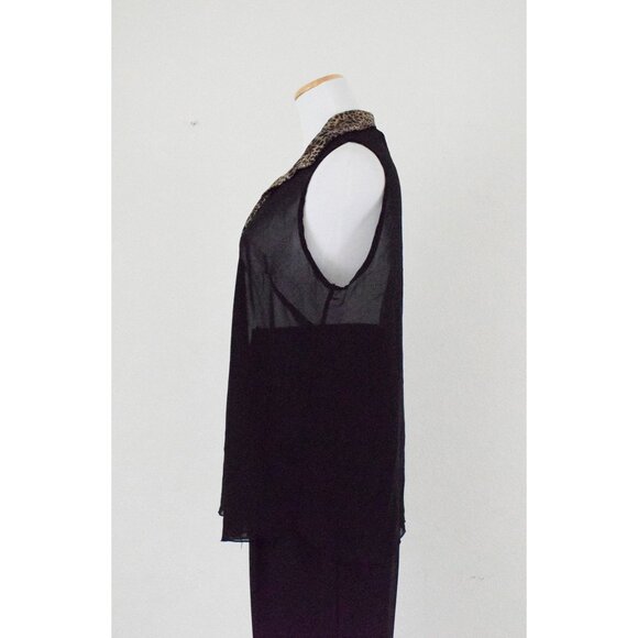 Vintage 80s Black‎ Sheer Blouse size XL - Picture 4 of 9